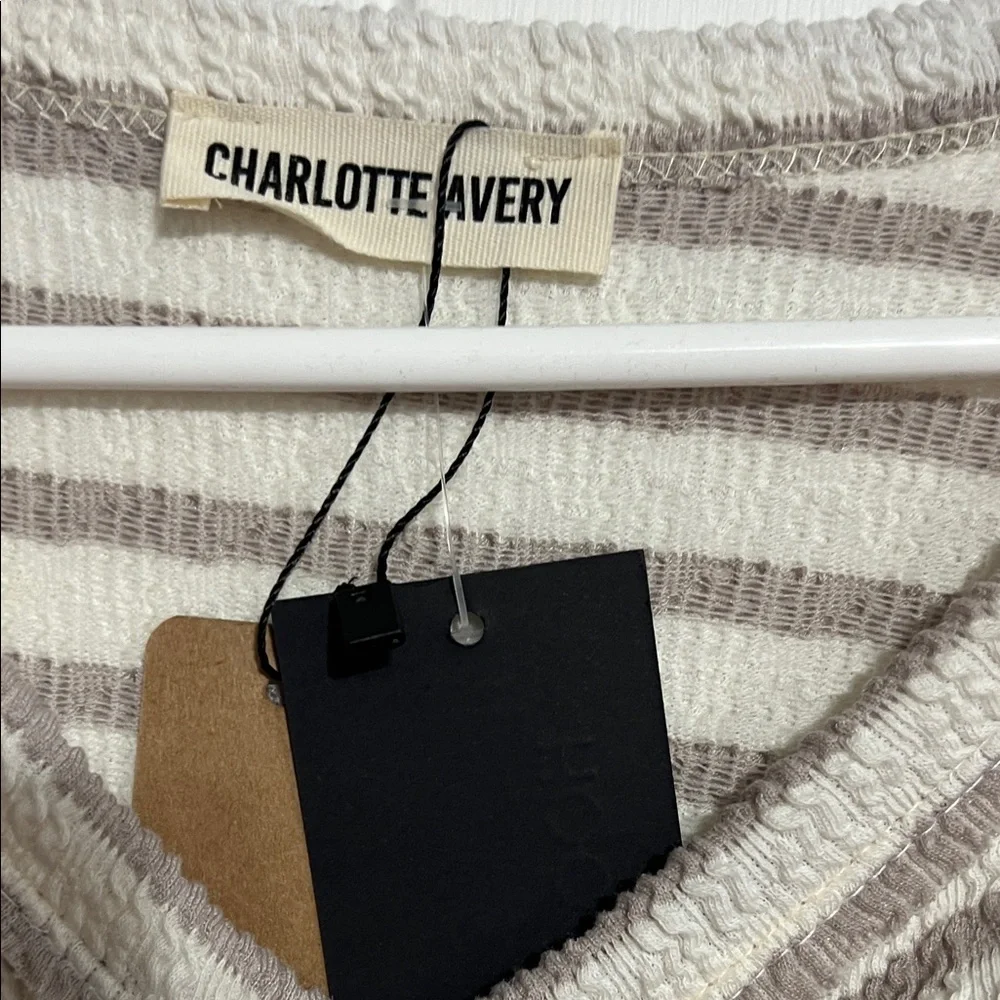 Charles Henry Women's Striped Cream and Brown Blouse - Picture 3 of 4